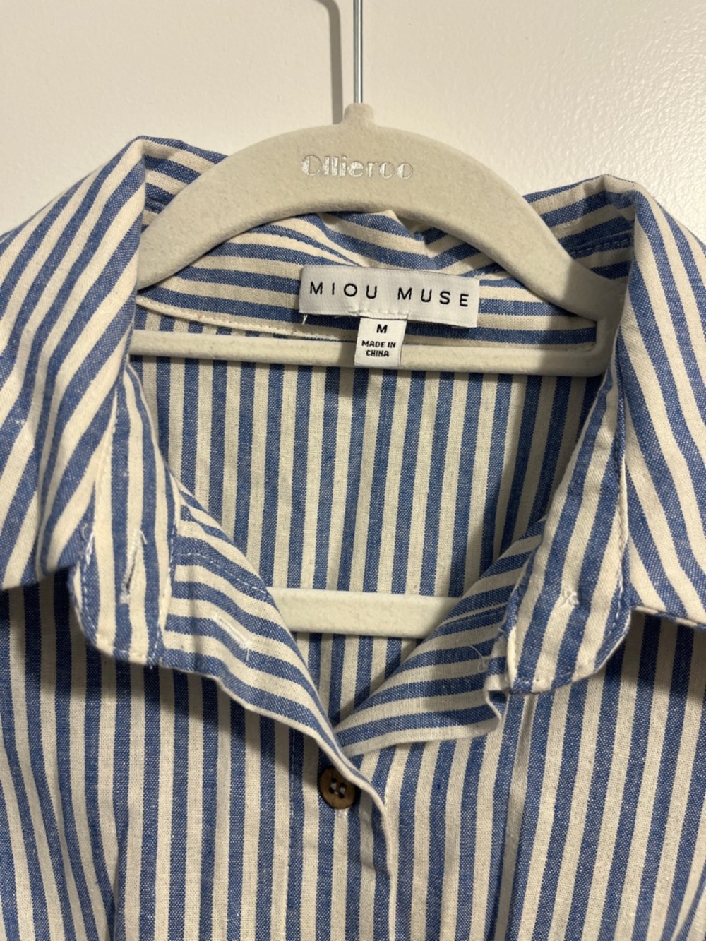MIOU MUSE Blue & White Striped Button-Front Dress - Picture 6 of 9